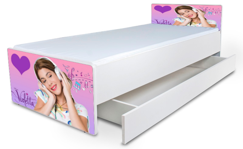 Detská posteľ bez bočnice Violetta + šuflík